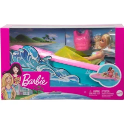 Barbie Båt med Dukke, Hvalp og Tilbehør