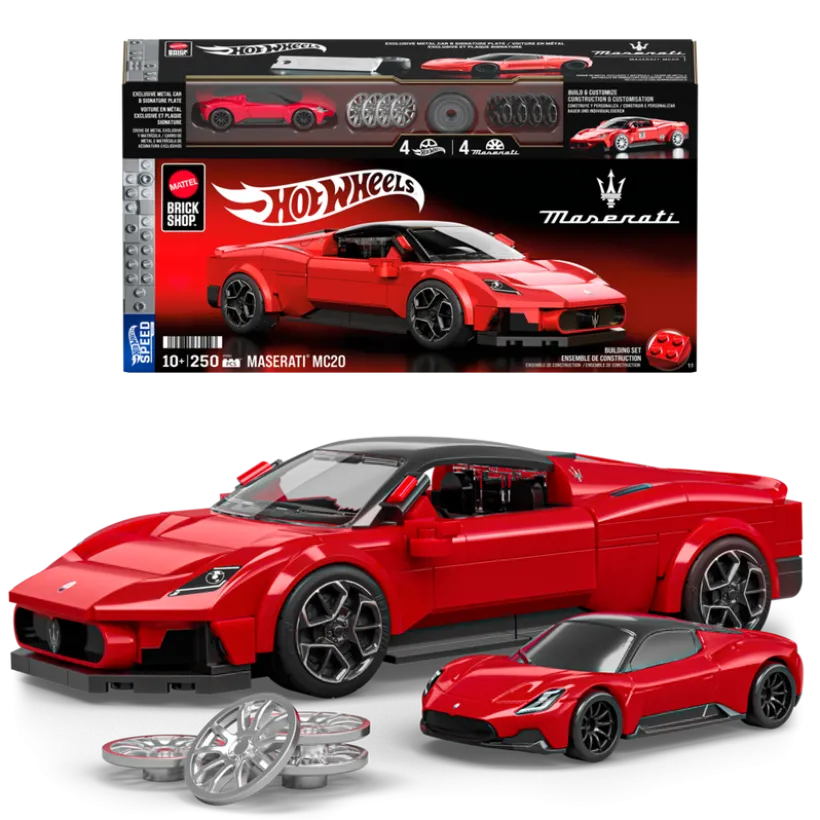 Mattel Brick Shop Hot Wheels Maserati MC20-byggesett