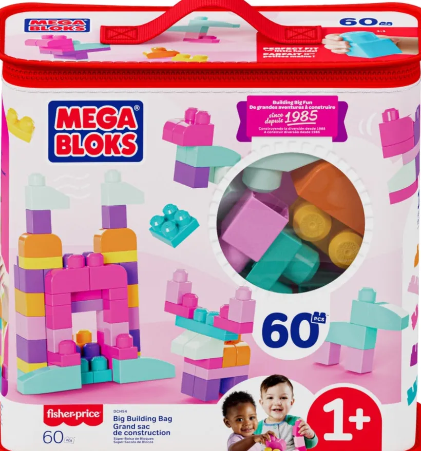 Mega Block Big Building Bag (60 klosser) - Pink