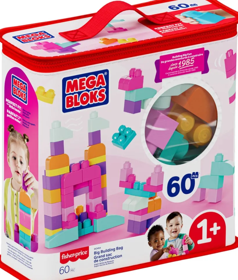 Mega Block Big Building Bag (60 klosser) - Pink