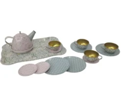 PAP, Blomstret Teservise for 4 med Brett, Metall